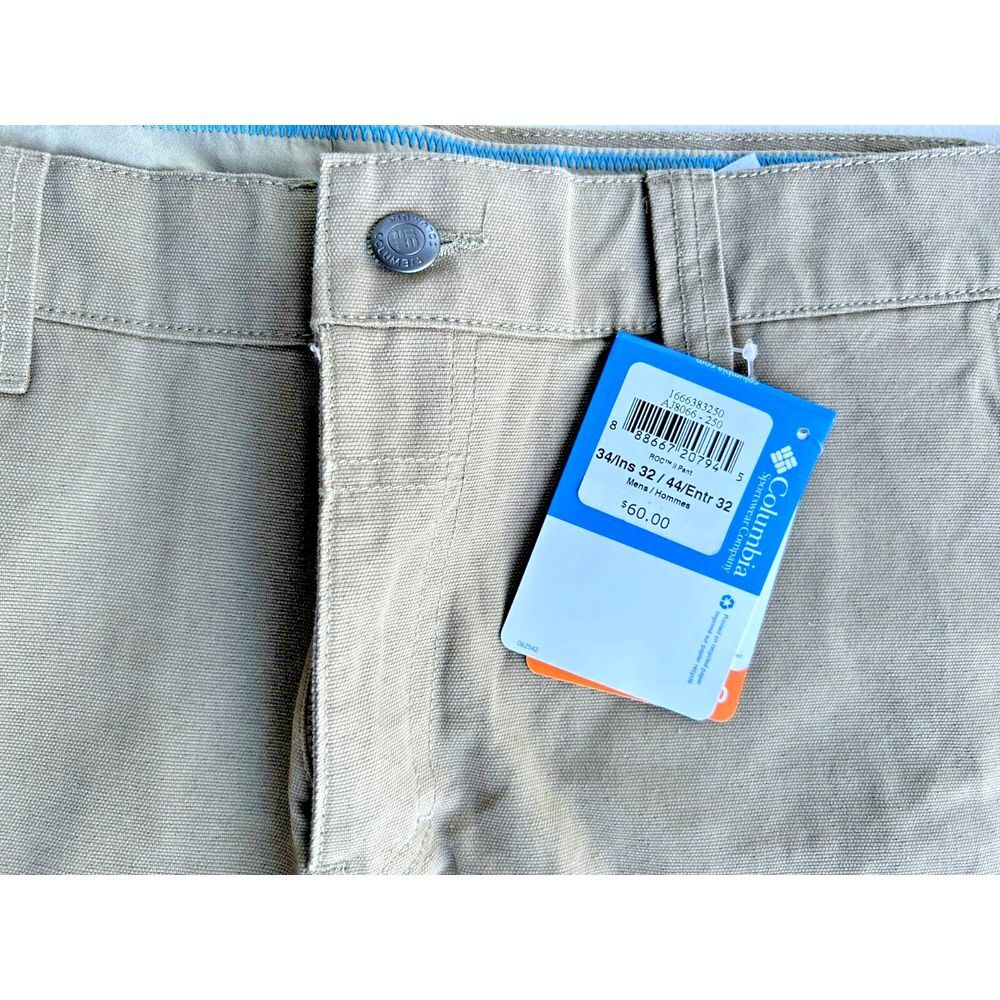 Columbia Men's ROC II Pants Men's 34 X 32 Khaki 100% Cotton Lined Straight Leg - Picture 3 of 16